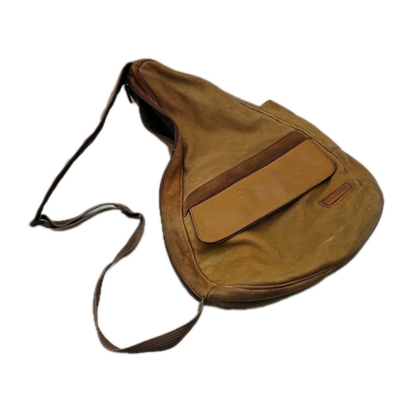 L.L. Bean Handbags - Ll bean Leather Unistrap Backpack Brown Tan Triangle